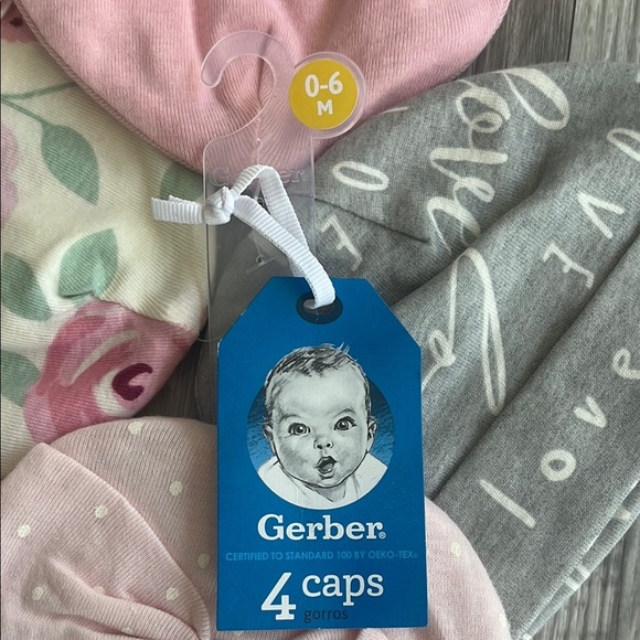 Gerber Baby Girls' Pink and Gray Caps Set - Picture 2 of 4